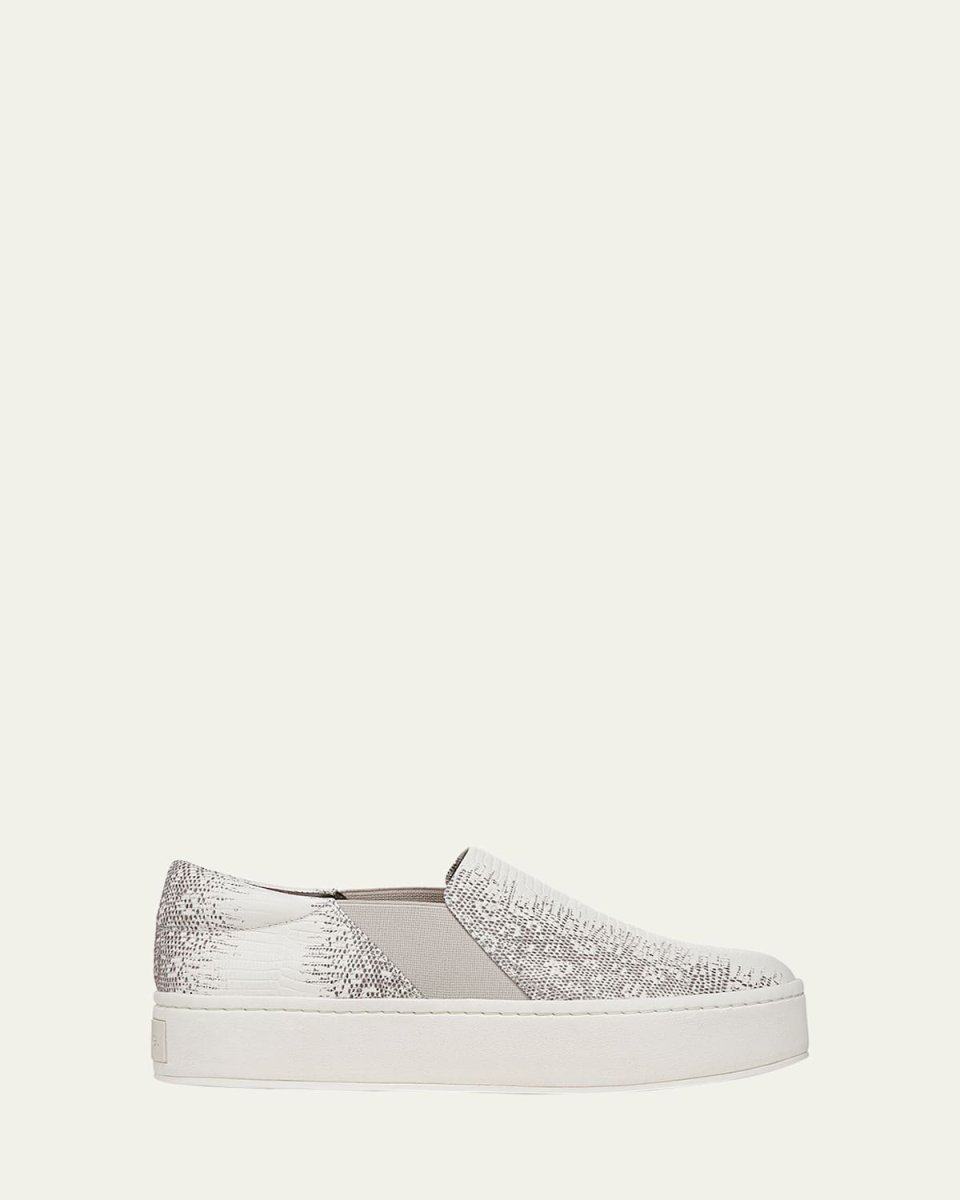 Warren Snake-Embossed Leather Platform Sneakers